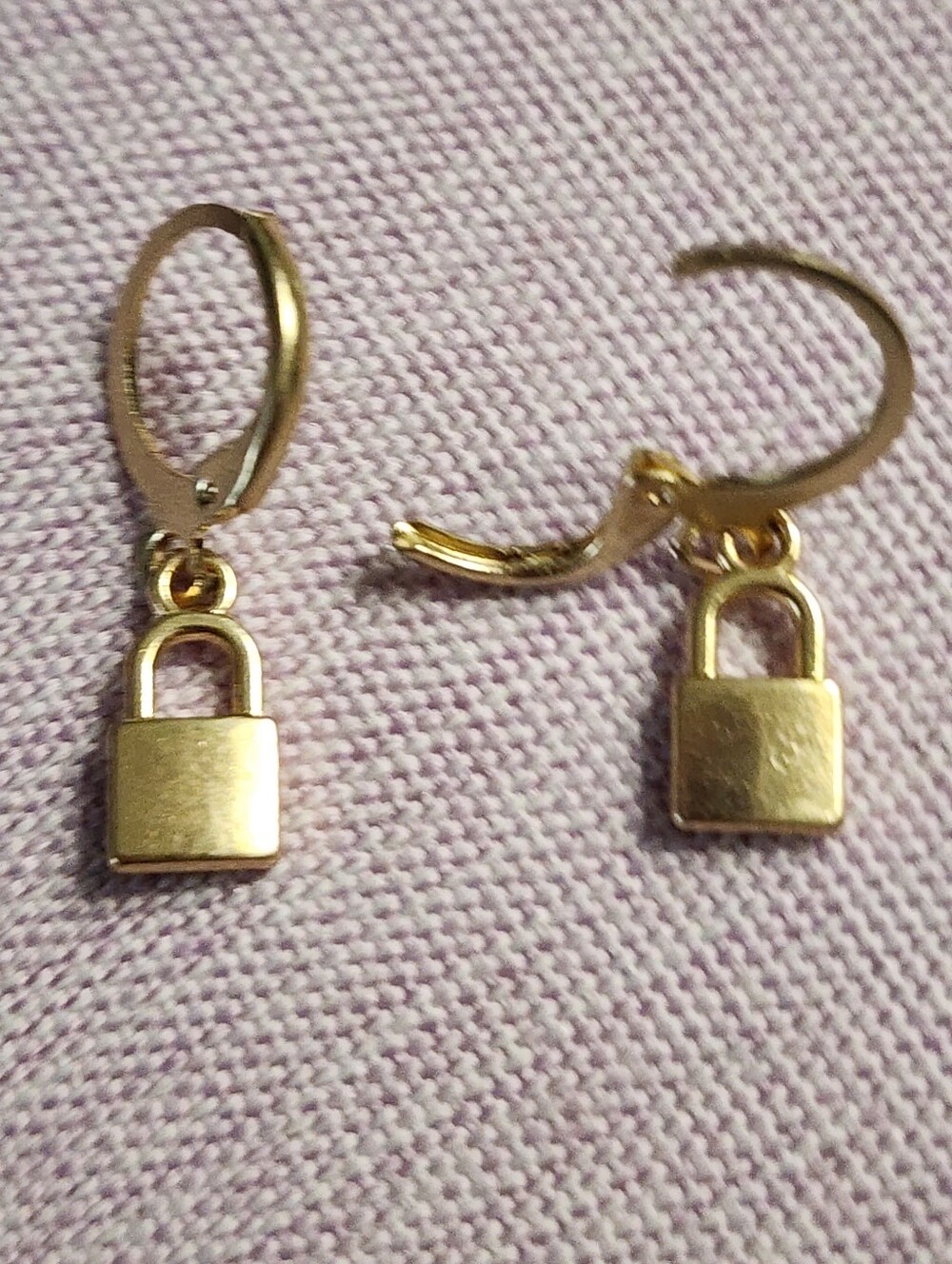 Goldtone Padlock Drop Earrings